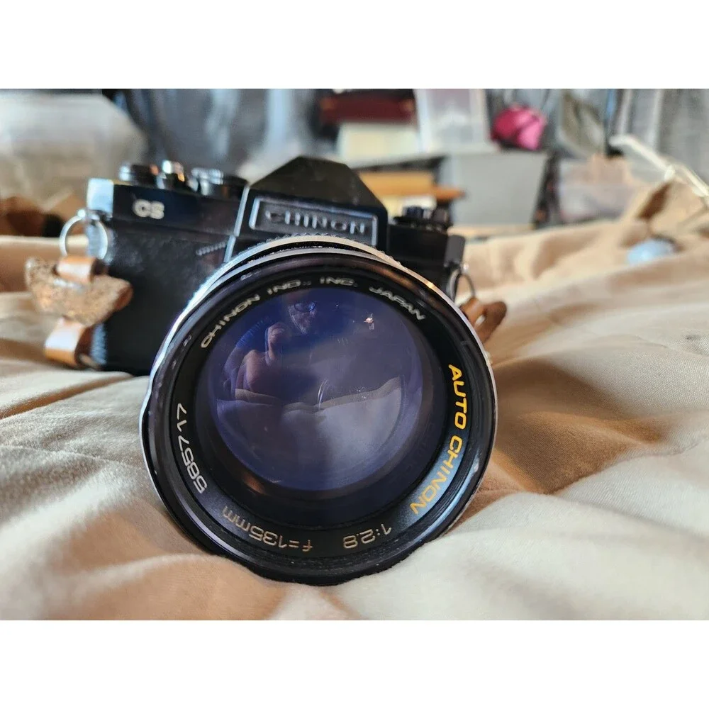 Tested Vintage Chinon CS 35mm SLR Camera + Auto Chinon 135mm f/2.8 Prime Lens